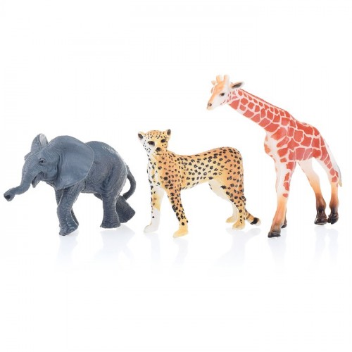 Животные африки (3 шт) (жираф, гепард, слон) в пакете